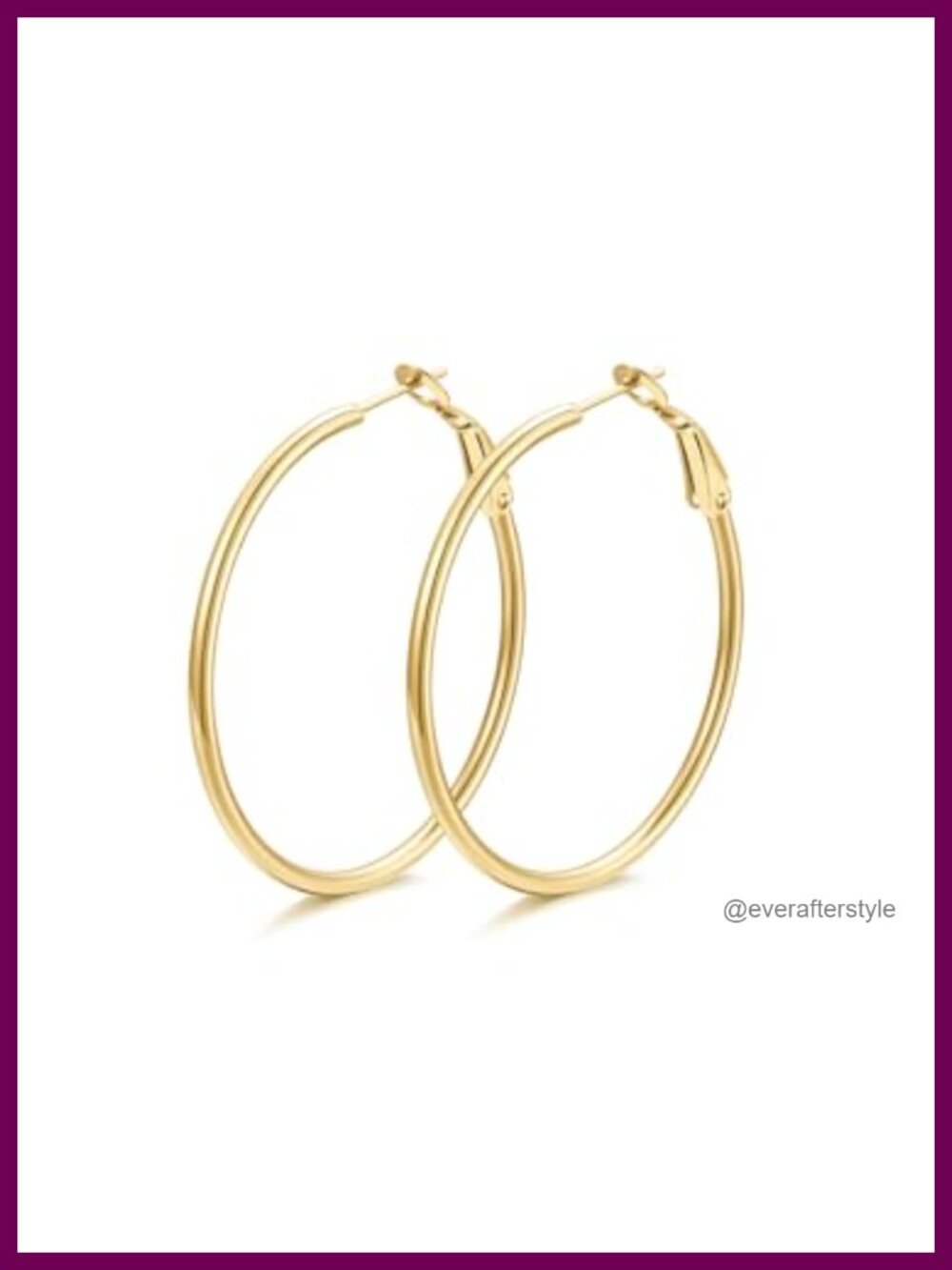 Thin Hoop Earrings Stainless Steel Gold Plated 40mm